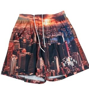 NWT Bravest Studios NYC Cityscapes Mesh Lined Athleisure/Streetwear Shorts